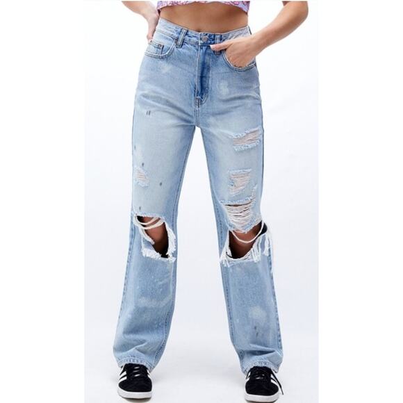 Pacsun Women's‎ Light Wash Distressed 90's Boyfriend Loose Fit Jeans Size 29 - Picture 3 of 15